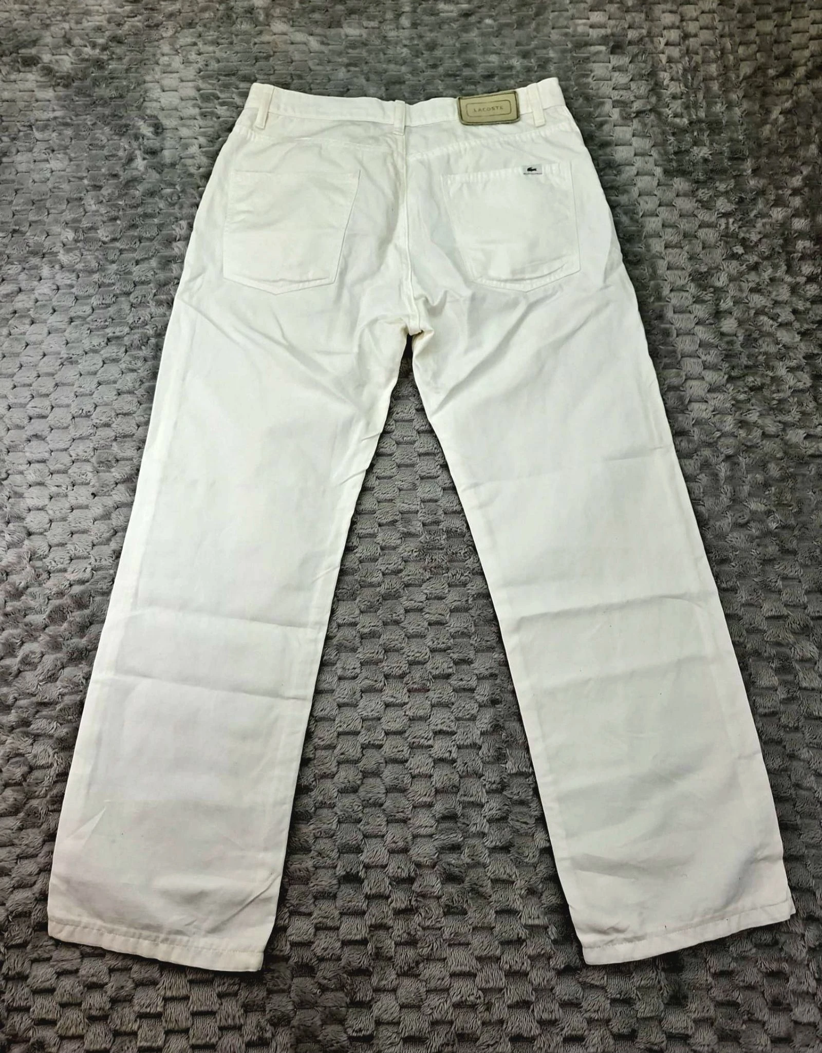 LACOSTE Pantalon vintage en lin et coton blanc des années 80 90 style preppy rétro – photo 6